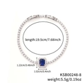 Detail view of silver tennis bracelet with blue rectangle zircon and size parameters - Royal Blue (8)
