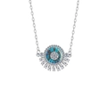 Collana occhio del diavolo argento con pendente in cristallo blu e dettagli in zirconi - Acquamarina