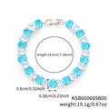 Sky blue and white oval cubic zirconia tennis bracelet with silver metal plating - Oval Alternating Style (KSB00068) / Sky Blue and White