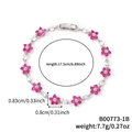 Bracciale a fiori con gemme rosa in argento, catena da 17,5cm e zirconi cubici - Fiore Rosa Argento (B00773-1B)