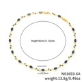 Goldene Rebenhalskette mit dunkelblauen ovalen Edelsteinen und 45cm Kettenlänge - Blau / Gold (N01693-6A)
