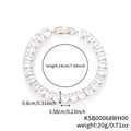 Silver-toned tennis bracelet with 18cm length and 0.8cm oval clear cubic zirconia - Oval Halo Style (KSB00068) / White