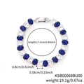 Silver bracelet with deep blue and clear oval zircons, measuring 17.5cm in length - Oval Alternating Style (KSB00068) / Blue and White