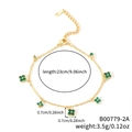 Elegante gouden kettingarmband met zes groene klaverbloem bedeltjes dames - Goud Groen Strass (B00779-2A)