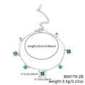 Minimalistische klaverarmband met vijf groene edelstenen en maatinformatie in beeld - Zilver Groen Strass (B00779-2B)