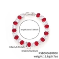 Silver bracelet featuring alternating red and white oval cubic zirconia stones - Oval Alternating Style (KSB00068) / Red and White