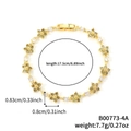 Elegante bracciale a fiori dorato con gemme marroni e cristalli bianchi tondi - Fiore Verde Oliva Oro (B00773-4A)