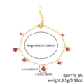 Elegante pulsera de oro con tréboles rojos incluyendo detalles de tamaño y peso - Dorado Diamante Rojo (B00779-3A)