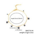 Pulsera de cadena dorada con colgantes de trébol azul que incluye dimensiones y peso - Dorado Diamante Azul (B00779-5A)