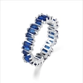 Anello in argento con zirconi blu taglio smeraldo in incastonatura eternity - US 6 / Zirconia Blu