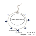 Tobillera de plata con colgantes de trébol azul, 23cm de largo y cierre de langosta - Plateado Diamante Azul (B00779-5B)