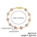 Elegante bracciale in oro con fiori viola e zirconi, lunghezza 17,5 cm raffinato - Fiore Viola Oro (B00773-7A)