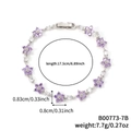 Bracciale floreale in argento con pietre di zirconia viola e bianche di 17,5 cm di lunghezza - Fiore Viola Argento (B00773-7B)