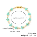 Bracciale a fiori in zircone azzurro con dettagli su lunghezza 17,5 cm e peso 7,7 g - Fiore Turchese Oro (B00773-8A)