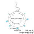 Pulsera de cadena de plata con siete dijes de flores de trébol de cuatro hojas azul - Plateado Diamante Azul Cielo (B00779-7B)