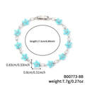 Elegante bracciale in argento con ciondoli a fiori blu in zircone e cristalli - Fiore Turchese Argento (B00773-8B)