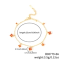 Pulsera de cadena dorada con dijes de flores naranjas y circonitas brillantes - Dorado Diamante Naranja (B00779-8A)