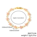 Elegante bracciale floreale placcato oro con petali in zircone rosa e lunghezza 17,5 cm - Fiore Champagne Oro (B00773-9A)