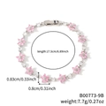 Elegante bracciale floreale in zircone rosa con finitura argento e lunghezza 17,5cm - Fiore Champagne Argento (B00773-9B)