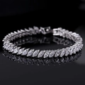 Elegante bracciale con diamanti taglio marquise in argento con riflesso a specchio - Stile Design Fogliame Marquise (Style 24)