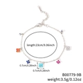 Pulsera de cadena de plata de ley S925 con cinco colgantes de trébol coloridos para mujer - Plateado Diamante Multicolor (B00779-9B)