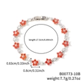 Bracciale a fiori argentato con zirconi rossi e bianchi, lunghezza 17,5 cm e chiusura a moschettone - Fiore Rosso Argento (B00773-10B)