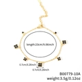 Pulsera de trébol bañada en oro con incrustaciones negras y eslabones ajustables - Dorado Diamante Negro (B00779-10A)