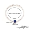 Zilveren armband met rechthoekige blauwe steen en witte zirkonia kristallen - Saffierblauw