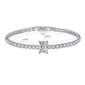 Zilverkleurige tennisarmband met 7x9mm smaragdgeslepen zirkoon, 17cm lengte en 3mm breed - Witte Zirkoon