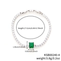 Zilveren tennisarmband met micro-pave zirkonia en smaragdgroene hoofdsteen 17+2cm - Smaragd