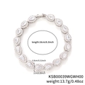 Elegant silver pear-cut cubic zirconia bracelet with waterdrop stones and secure fold-over clasp - Waterdrop Style (KSB00039) / White
