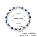 Bracciale argentato con pietre di zircone blu a goccia e piccoli cristalli bianchi puri - Stile Goccia d'Acqua / Zirconia Blu (KSB00039)