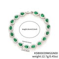 Bracciale argento con pietre smeraldo a goccia e zirconi cubici incastonati - Stile Goccia d'Acqua / Zirconia Verde (KSB00039)