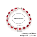Elegante bracciale placcato oro bianco con zirconi rubino taglio a pera e micro-pave - Stile Goccia d'Acqua / Zirconia Rossa (KSB00039)