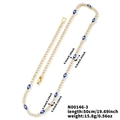 Detalle del collar de cadena dorada con dijes de ojo turco azul y medida de longitud - Ojo Turco Redondo Dorado (50cm) (N00146-3)