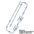 Detalle del collar de cobre con ojos esmaltados azules y piedras de circón transparentes - Ojo Turco Redondo Plateado (50cm) (N00146-6)