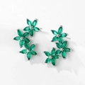 Détail de boucles d'oreilles feuille d'érable avec pierres marquises vertes et argent - Zirconium Vert Incrusté d'Argent (KSE351)
