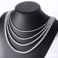 Silberne mehrlagige Tennis-Halskette mit funkelnden runden Zirkonia-Steinen besetzt - 3.0mm / Silberne Halterung Weißer Zirkonia / 40CM