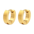Pair of polished gold stainless steel four-leaf clover huggie hoop earrings for women - Gold (4*9)