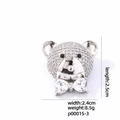 Sparkling bear stud earring with white rhinestones and heart bow in 2.5cm size - Teddy Bear Shape / Silver