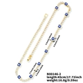 Collar de tenis dorado con circonitas claras y colgantes de ojo turco azul - Ojo Turco Cuadrado Dorado (N00146-2)