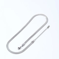 Flat stainless steel snake chain necklace with lobster clasp and adjustable link detail - Herringbone Chain / 0.5mm / Silver
