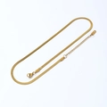 Detailed macro view of the gold stainless steel flat snake chain with lobster clasp closure - Herringbone Chain Only (Without Pendant) / 0.3mm / Gold