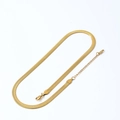 Detailed close-up of golden flat snake bone chain with lobster clasp and extension - Herringbone Chain Only (Without Pendant) / 0.5mm / Gold
