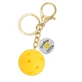 Gele pickleball sleutelhanger met Dinking DIVA hanger en gouden kreeftsluiting wit decor - Dinkin' DIVA (xk315-5)