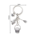 Silberner Schlüsselanhänger mit Eimer Besen und Handschuhen, 8,5 cm Dankeschön Geschenk für Pfleger - xk314 Kettenstil
