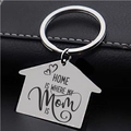 Portachiavi a casa in argento con incisione Home is Where Mom is per regalo trasloco - Stile Mamma (xk317 mom)