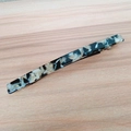Elegant long acetate hair clip with vintage black and white marble pattern design - Long Bar (10cm)