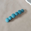 Pasador de pelo minimalista verde azulado mate con 6 cuentas circulares de mujer - Azul Lago
