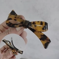 Pinza para el pelo con lazo de carey y cierre metálico de resorte para mujer - Color Oscuro - Estilo 2